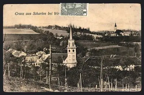 AK Scharten bei Wels, Blick auf die Kirche