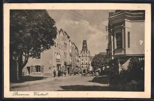 AK Braunau, Strassenpartie in der Vorstadt