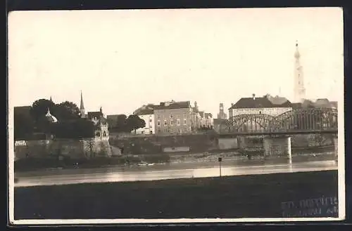 AK Braunau a. Inn, Teilansicht über den Fluss