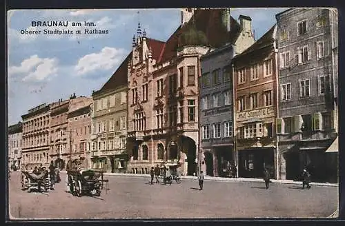 AK Braunau am Inn., Oberer Stadtplatz m. Rathaus