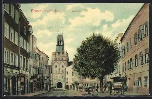 AK Braunau am Inn, Partie in der Vorstadt