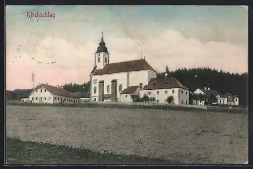 AK Kirchschlag bei Linz, Ortspartie mit Kirche