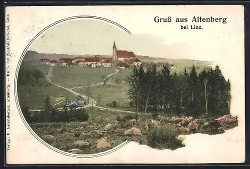 AK Altenberg bei Linz, Totalansicht aus der Ferne