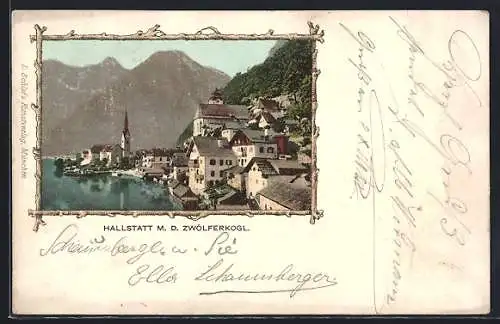 AK Hallstatt, Ortsansicht mit dem Zwölferkogel