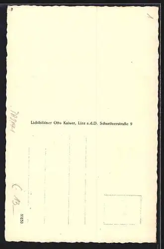 AK Braunau a. Inn, Das eiserne Ross auf dem Weinhaus in der Linzerstrasse
