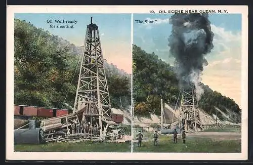 AK Olean, NY, Oil Scene, Oil Well ready for shooting, the shot