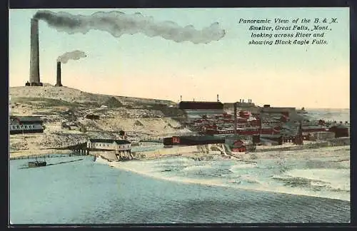 AK Great Falls, MT, Panoramic View of the B. & M. Smelter