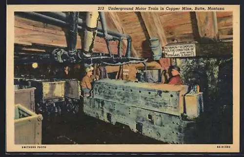 AK Butte, MT, Underground Motor Train in Copper Mine