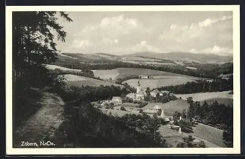 AK Zöbern /N.-Ö., Ortsansicht mit Blick über die Umgebung