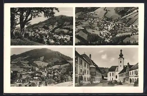 AK Ybbsitz, Strassenpartie mit Kirche, Ortsansicht