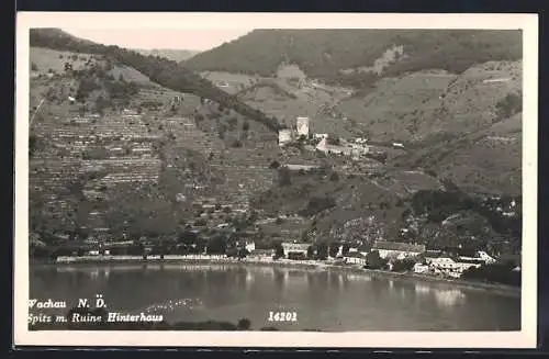 AK Spitz /Wachau, Ortsansicht mit Ruine Hinterhaus