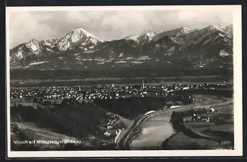 AK Villach, Panorama mit Mittagskogel
