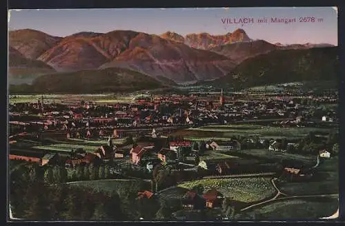 AK Villach, Ortsansicht mit Mangart