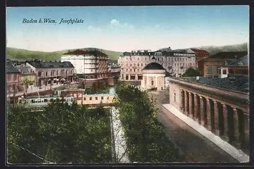 AK Baden b. Wien, Josefsplatz mit Strassenpartie