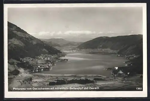 AK Annenheim-Sattendorf, Panorama vom Ossiachersee mit dem Ort und Ossiach