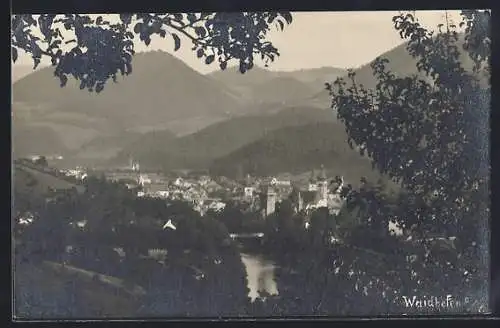 AK Waidhofen a. Ybbs, Teilansicht mit Bergen