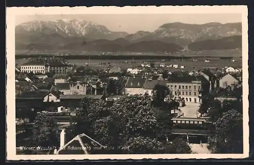 AK Wr. Neustadt, Ortspanorama mit Schneeberg und Hohe Wand