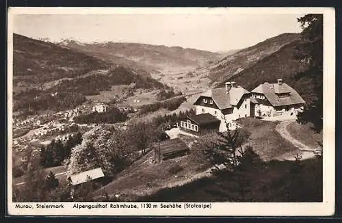 AK Murau /Steiermark, Alpengasthof Rahmhube Stolzalpe mit Panorama