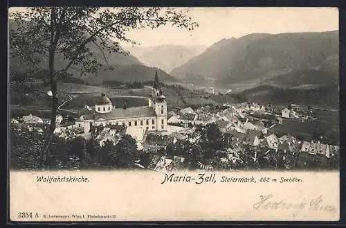 AK Maria-Zell /Steiermark, Wallfahrtskirche mit Teilansicht