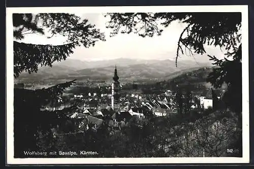 AK Wolfsberg /Kärnten, Teilansicht mit Saualpe