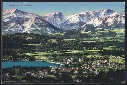 AK Velden am Wörthersee, Teilansicht mit Bergen