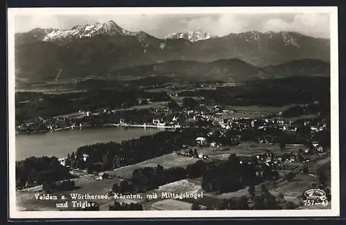 AK Velden am Wörthersee, Totalansicht mit Mittagskogel und Triglav