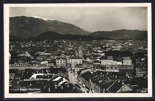 AK Villach, Blick über die Dächer gegen Görlitzen