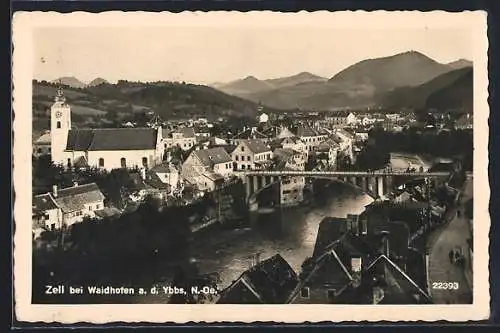 AK Zell bei Waidhofen an der Ybbs, Ortsansicht am Fluss