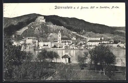 AK Dürrnstein a. d. Donau, Ortsansicht mit der Burgruine