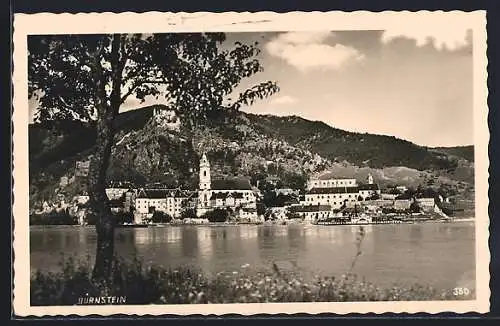 AK Dürnstein, Burgruine über der Ortschaft