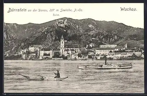 AK Dürnstein an der Donau, Ortsansicht mit der Ruine