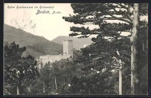 AK Baden /N.-Oe., Ruine Rauhenstein im Helenenthal