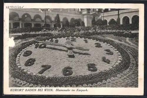 AK Baden bei Wien, Blumenuhr im Kurpark