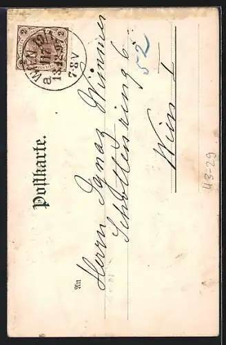 Lithographie Alt-Stuttgart, Hochzeitstor an der Stiftskirche, Zeitung Ueber Land und Meer