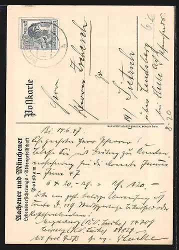 Künstler-AK Wuppertal-Barmen, Rheinisch-Westfälische Lebensversicherung AG, Familie macht einen Haushaltsplan