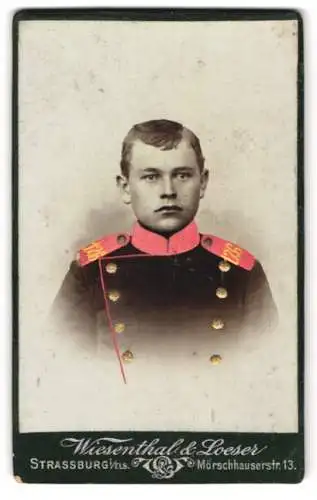 Fotografie Wiesenthal & Loeser, Strassburg i. Els., junger Soldat in Uniform Rgt. 126, Handkoloriert