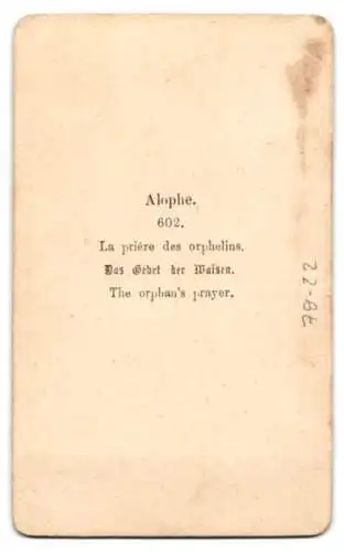 Fotografie unbekannter Fotograf und Ort, Gemälde: das Gebet der Waisen, nach Alophe