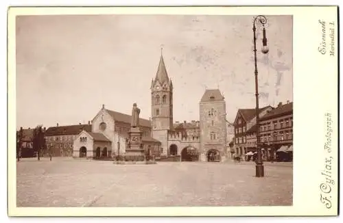 Fotografie F. Cyliax, Eisenach, Ansicht Eisenach, Blick auf den Karlsplatz mit Lutherdenkmal, 1896