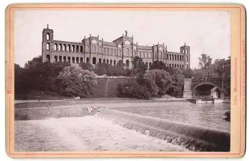 Fotografie Römmler & Jonas, Dresden, Ansicht München, Blick über das Wehr nach dem Maximillianeum