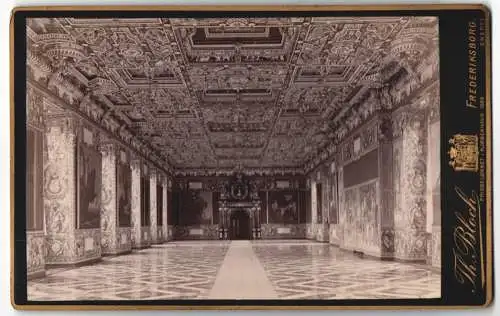 Fotografie Th. Bloch, Frederiksborg, Ansicht Hillerod, Innenansicht des Schloss Frederiksborg, Rittersaal, Riddersalen