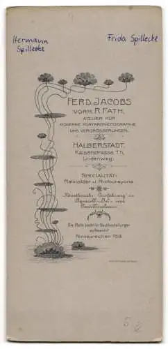 Fotografie Ferd. Jacobs, Halberstadt, Kaiserstrasse 1h, Porträt eines Paares in zeitgenössischer Kleidung