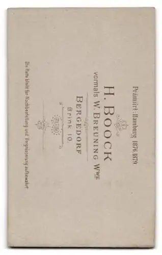 Fotografie H. Boock, Bergedorf, Brink 10, Porträt einer jungen Frau