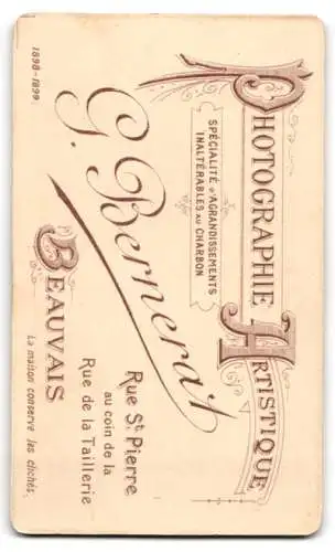 Fotografie G. Berneraz, Beauvais, Rue St. Pierre, Zeitgenössisches Porträt einer Dame