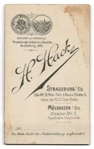 Fotografie H. Hack, Mülhausen i. Els., Illzacher-Str. 2, Porträt einer Dame