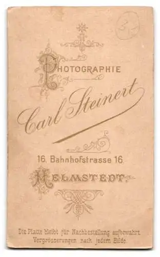 Fotografie Carl Steinert, Helmstedt, Bahnhofstrasse 16, Portrait eines jungen Mannes