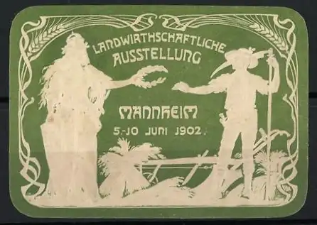 Reklamemarke Mannheim, Landwirtschaftliche Ausstellung, Bauer & Germania 1902