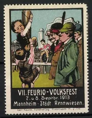 Reklamemarke Mannheim, VII. Feurio-Volksfest 1913, Kinder und Zuschauer