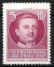 Reklamemarke G.M. Erzherzog Carl Franz Josef, Porträt des Erzherzogs