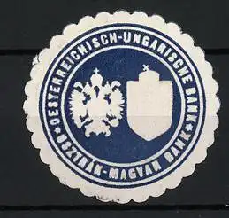 Reklamemarke Österreichisch-Ungarische Bank, Doppeladler und Wappen