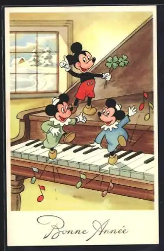 AK Mickey-Mäuse tanzen auf dem Flügel, Comic von Walt Disney